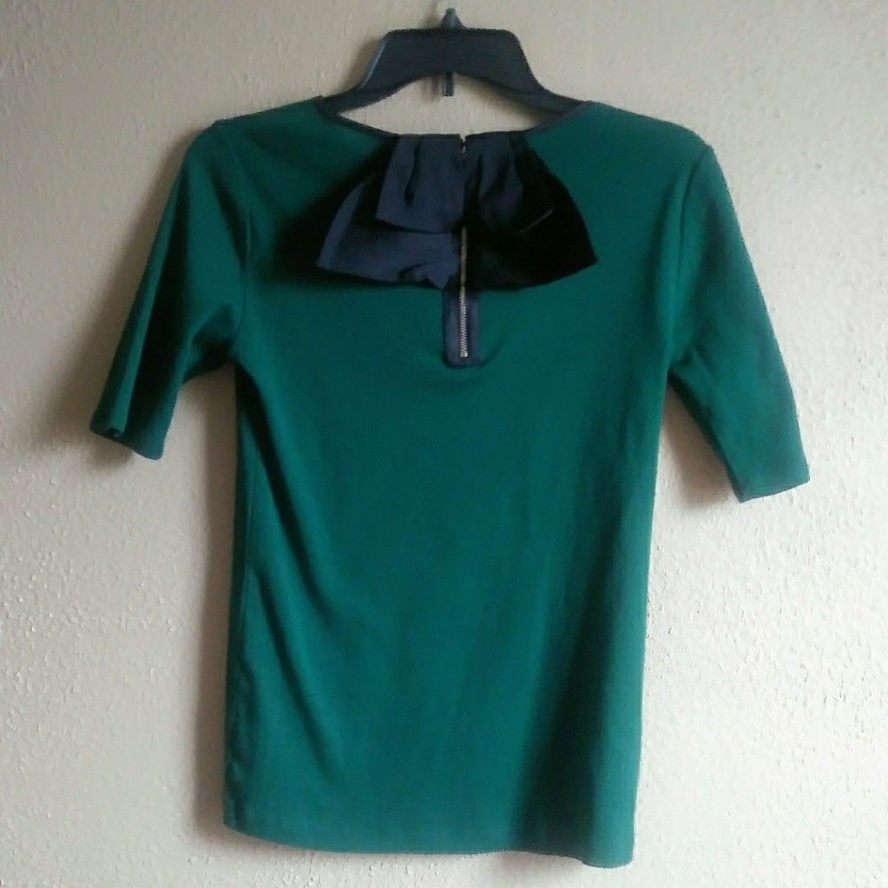 Ann Taylor Holiday Emerald Top with Bow Medium
